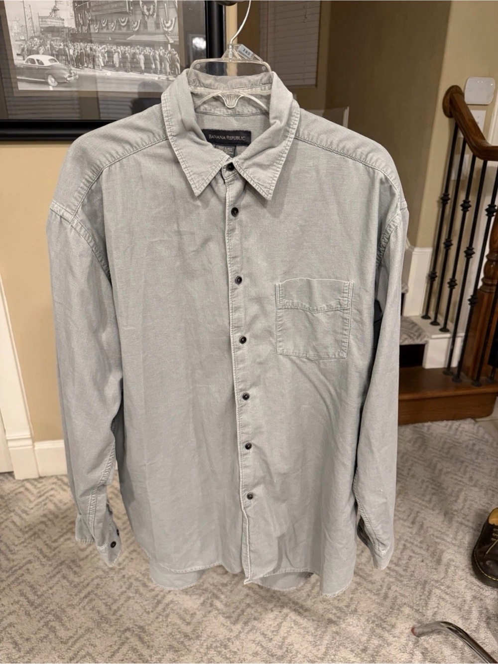 Banana Republic Light Gray Casual Button Down Shirt
